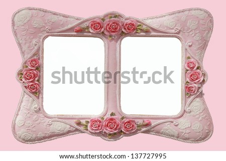 Vintage Pink Photo Frame with roses 