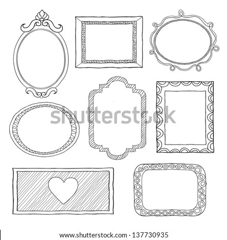 Set of hand drawn doodle frames