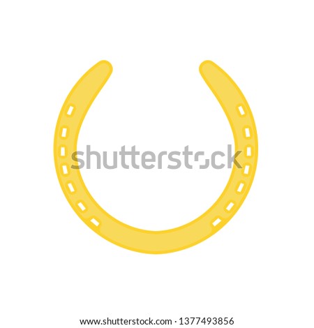 Horseshoe illustration golden luck vector icon. Fortune element symbol isolated white. Talisman simple equipment