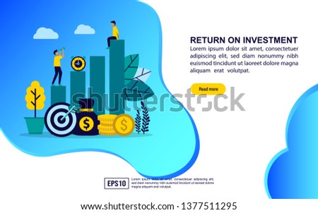 Vector illustration concept of return on investment. Modern illustration conceptual for banner, flyer, promotion, marketing material, online advertising, business presentation