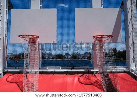 Basketball Games At The Carnival And Park In Red White Blue Royalty-Free Stock Photo #1377513488