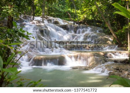 Dunn River falls in Jamaica with a long shutter speed