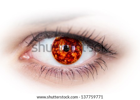 Human eye with planet inside.