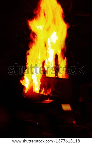 The burning of the vanities, bonfires of the vanities or burning of idols (Baalism). Fantasy Royalty-Free Stock Photo #1377613118