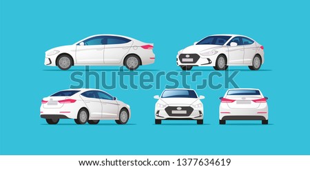 Car vector template on blue background. Business sedan isolated. Vector illustration.