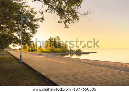 Sunrise at the beach boardwalk
