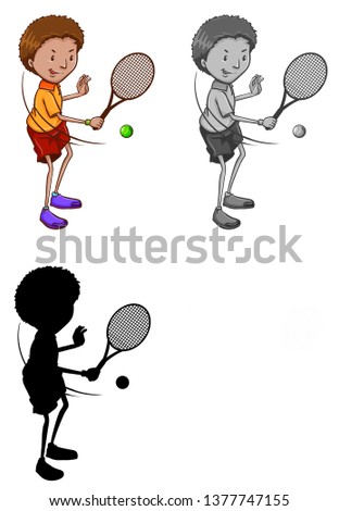 Set of tennis player character illustration