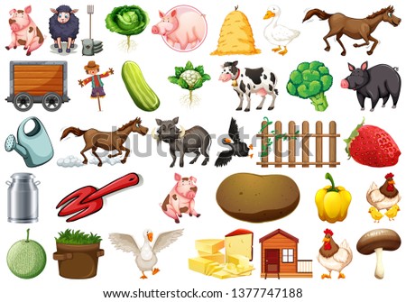 Set of farm element illustration
