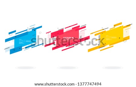 Set of modern abstract vector banners. Flat geometric shapes of different colors with black outline in memphis design style. Template ready for use in web or print design.