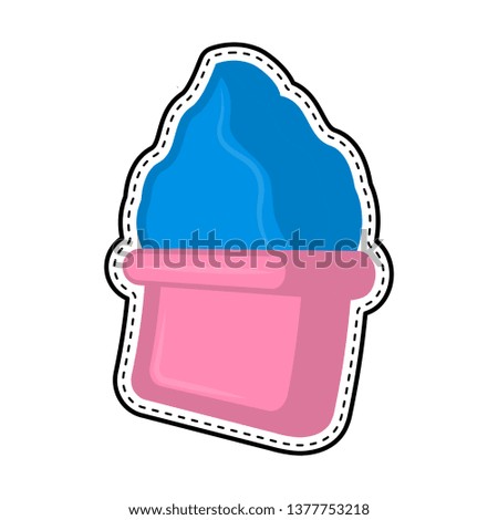 Ice cream sundae dotted sticker. Vector illustration design