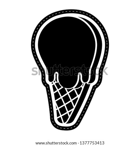 Ice cream cone icon dotted sitcker. Vector illustration design