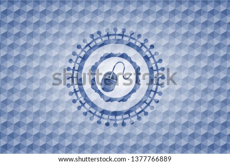 mouse icon inside blue hexagon emblem.
