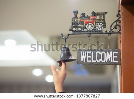 Welcome bell sign  in the hotel 
