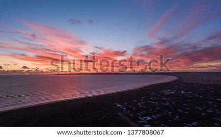 Scenic Panorama Drone Picture of a Sunset over a beach in Australia