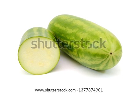 green watermelon fruit isolated on white background