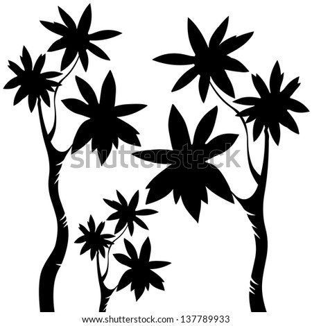 Isolated silhouettes of trees - vector
