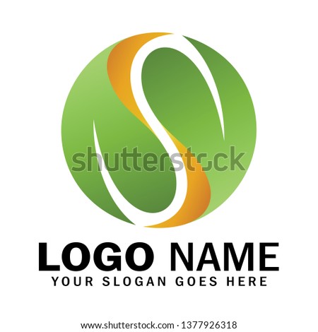 Letter S and leaf logo, nature symbol, S logo, double leaf logo