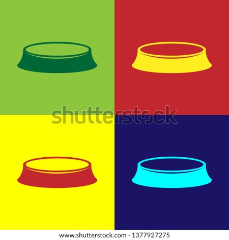 Color Pet food bowl for cat or dog icon isolated on color backgrounds. Vector Illustration