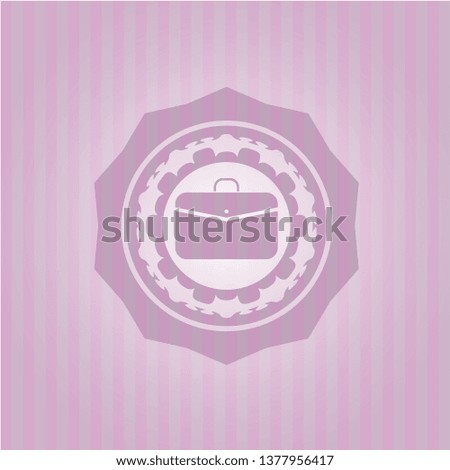 business briefcase icon inside realistic pink emblem