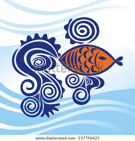 Fish sea wave vector illustration