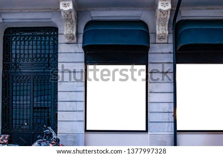 shop building mockup and template blank advertising signage