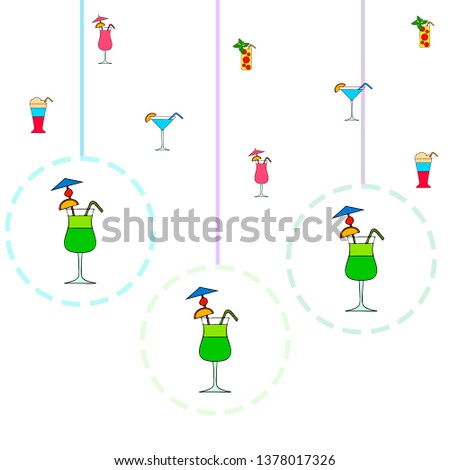 Summer card with cocktails. Beach holiday. Vector background.