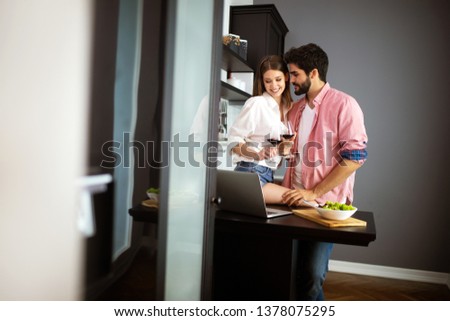 Couple enjoying breakfast time together at home.