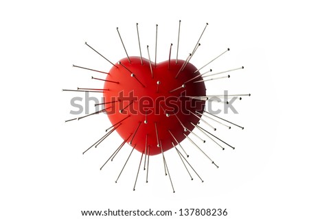Heart with Straight Pin Royalty-Free Stock Photo #137808236