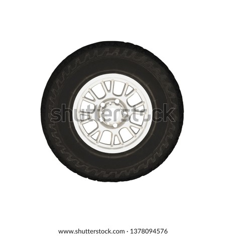 All-season tire on wheel rim isolated on white background