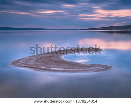abstract shape of sand shallow on the lake in twilight  time