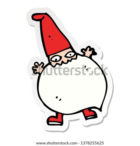 sticker of a cartoon tiny santa