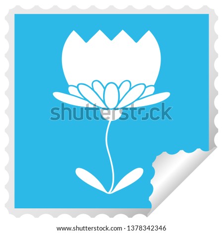 square peeling sticker cartoon of a flower