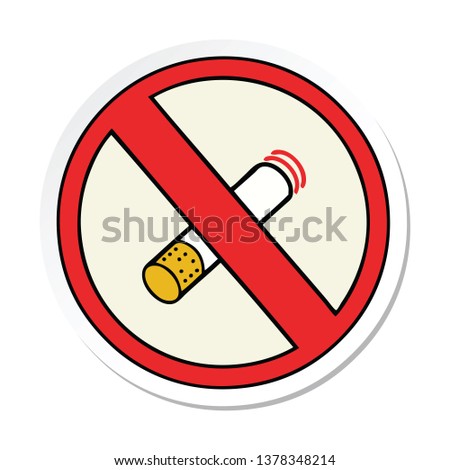 sticker of a cute cartoon no smoking allowed sign
