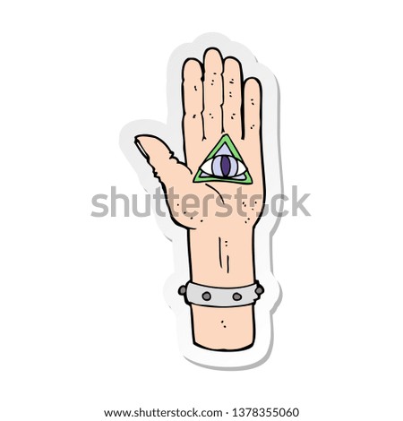 sticker of a cartoon spooky hand symbol