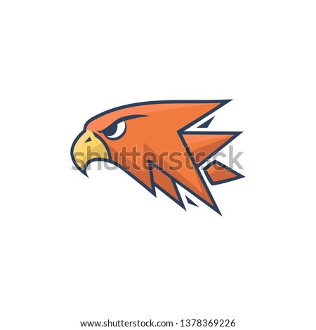 Hawk head icon. Animal bird symbol of power and speed.