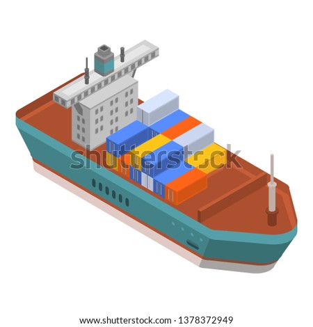 Cargo ship icon. Isometric of cargo ship vector icon for web design isolated on white background