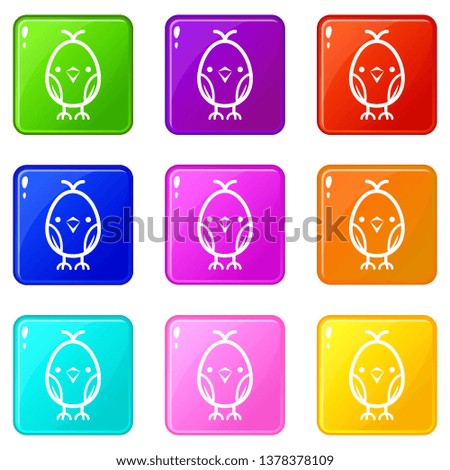 Chick icons set 9 color collection isolated on white for any design