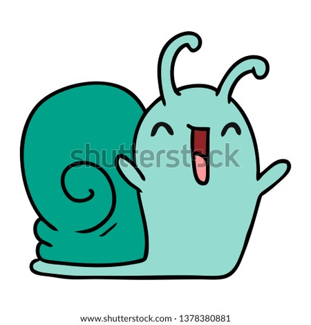 cartoon illustration kawaii happy cute snail