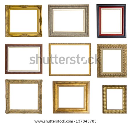 Set of different picture frames isolated on white background