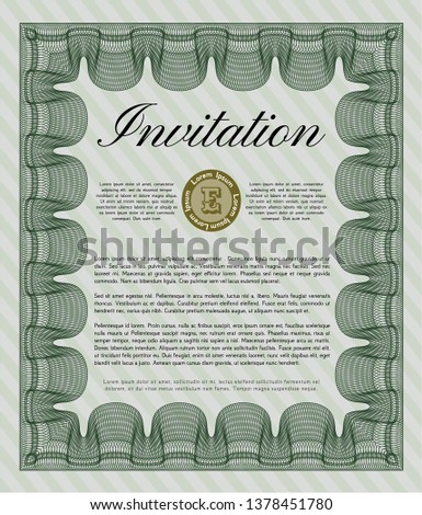 Green Retro invitation. Perfect design. Detailed. Complex background. 