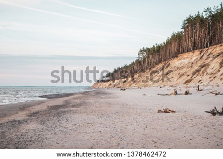 Landscape of Baltic seaside, Latvia, Jurkalne, toned photo