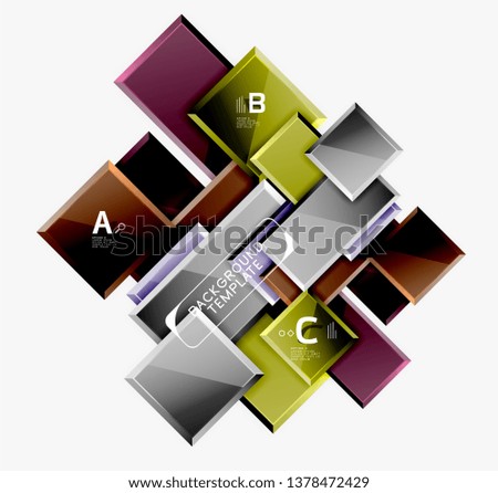 Square geometric composition, vector blocks background