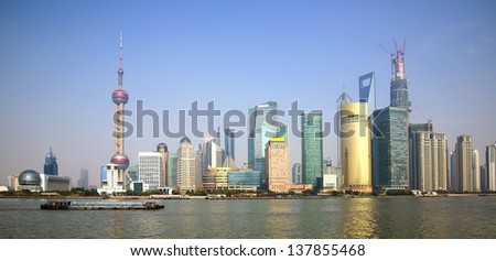Ship after the Shanghai skyline in 2013