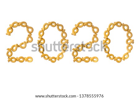 bagels, christmas new year 2020, white background isolated