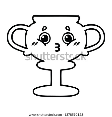 line drawing cartoon of a trophy