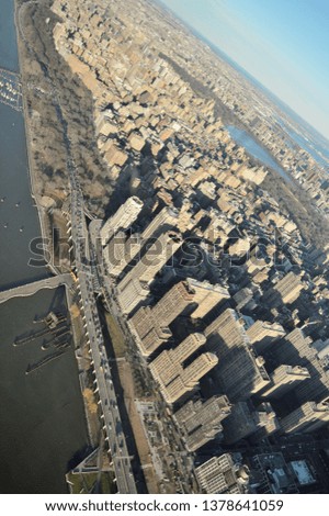 View of Manhattan from helicopter.