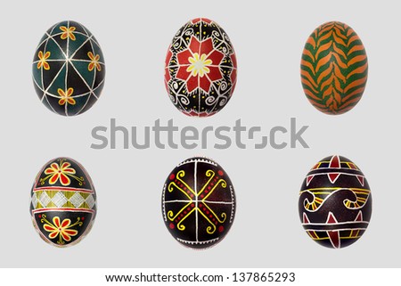 Isolated easter eggs pack. Pisanka - russian folk art for background