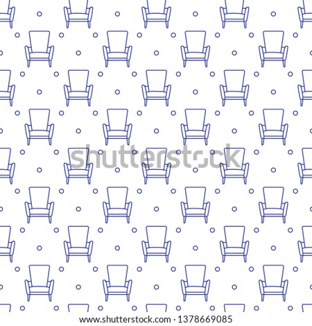 Vector seamless armchair pattern. Cushioned furniture. Design for banner, poster or print.