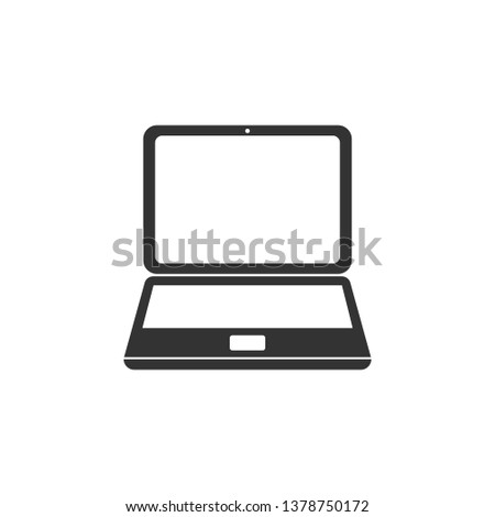 Laptop icon isolated. Computer notebook with empty screen sign. Flat design. Vector Illustration