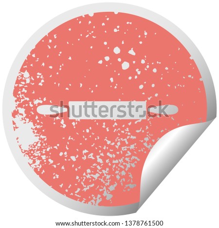 distressed circular peeling sticker symbol of a rolling pin